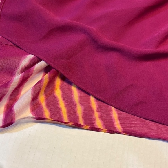 Lauren Ralph Lauren Women's Georgette Dress 12 Pink Striped One-Shoulder Wedding - Picture 8 of 10